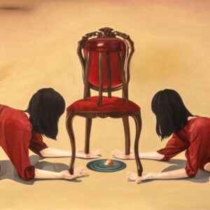 Dian Suci Rahmawati, ‘Who is: South, North, and Lord’, 2022, Oil on canvas, 60 x 150 cm. Image from Artsy