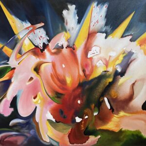 Faye Pamintuan, ‘Catalyst’, 2023, Oil on canvas, 91.4 x 121.9 cm. Image from Mono8