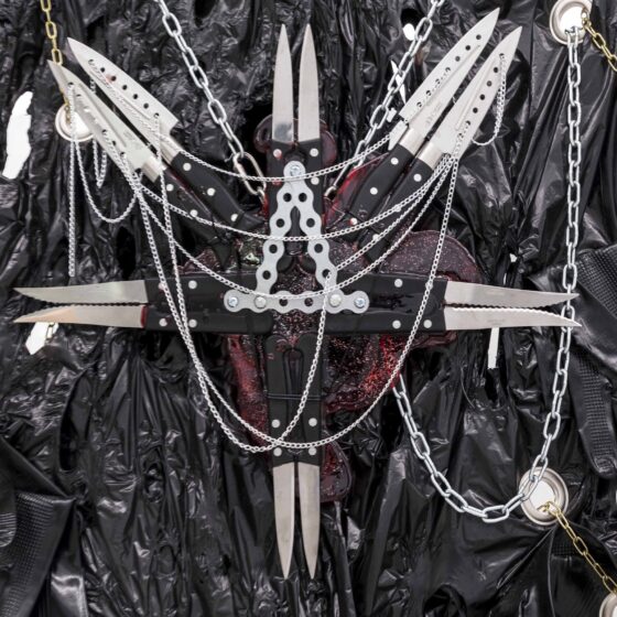 04-Joo-Choon-Lin-_INTESTINOLOGY-Series02-The-Black-Paraphernalia-2015-Hanging-installation-multimedia.-200-x-120-cm.-Image-from-Ocula-scaled