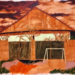 Alya Hatta, 'Nenek's house', 2021, oil acrylic on canvas, 100 x 120 cm. Image from Lupo Gallery