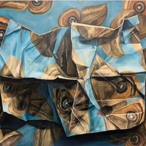 Ayka Go, 'Unfolded Paper Boat', 2022, oil on canvas, 91 x 121 cm. Image from Artsy