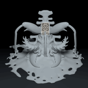 Brandon-Tay-‘Model-E-Nomad-Lexis-2023-3D-printed-sculpture-with-embedded-media-display-and-LCD-display-with-dynamic-video-loop-60-x-36-x-52-cm-Image-from-Yeo-Workshop