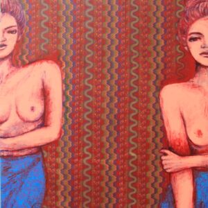 Chuu Wai Nyein, 'Half Blade, Half Silk', Acrylic on fabric, 122 x 91 cm, Image courtesy of the artist