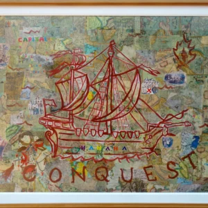 CIAN DAYRIT, 'Imperial Institutional Insignia III', 2019, mixed media, 89.5 x 106 cm (framed). Image from 1335 Mabini