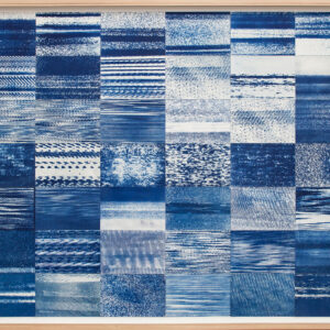 Corinne De San Jose, '56 Days', 2020, 56 cyanotype prints on cold press watercolour paper, 144 x 238 cm. Image from Silverlens Galleries