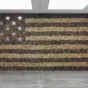 Danh Vo, 'Untitled', 2020, thirteen mild steel stars and wood logs, 1023 x 538 cm. Image from White Cube