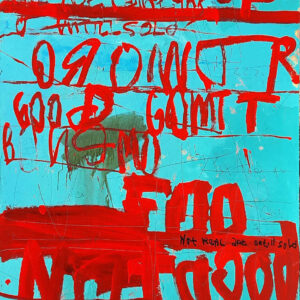 Dedy Sufriadi, 'Not Good Art Until Sold', 2020, acrylic and marker on canvas, 250 x 150 cm. Image from Artsy