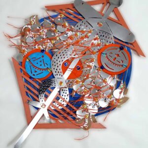 Denver Garza, 'Messenger', 2020, watercolor and gouache on watercolor paper, various papers, sequins, thread 27.9 x 39.4 cm. Image from Artery Art Space