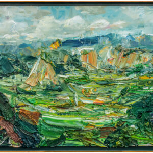 Erizal As, 'Ngarai Taruko Series', 2021, oil on canvas, 169 x 271 cm. Image from Gajah Gallery