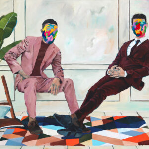 Iqi-Qoror-‘Perfect-Chairs-2023-Acrylic-Wool-on-Canvas-100.3-x-119.4-cm.-Image-from-Artsy