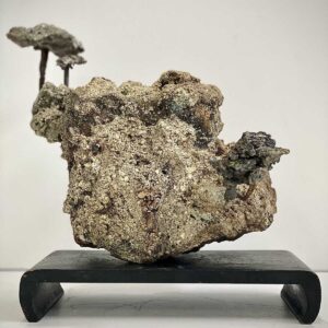 Jason Lim, 'Landscape Studies 9', 2019, kiln brick, molten metal, nails, asphalt, 25 x 15 x 35 cm. Image from Artsy