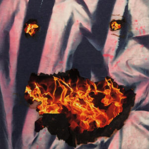 Korakrit Arunanondchai, 'Untitled', 2013, denim spraypaint and inkjet print on canvas, 144.8 x 109.2 cm. Image from Artsy