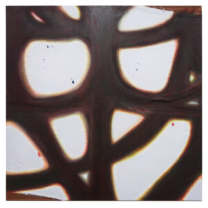 Mengju Lin, 'Pansy', 2022, oil paint, gesso, PVA glue, cotton, wood and staples, 92 x 92 cm. Image from Artsy