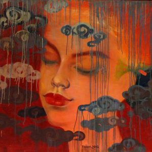 Nguyen Minh Than, 'Pink Cloud', 2011, lacquer, 100 x 120 cm. Image from Art Vietnam Gallery