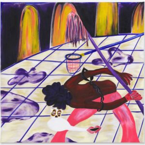 Nicholas Grafia, 'Yung Clean (Getting The Job Done)', 2019, acrylic on canvas, 122 x 125 cm. Image from Peres Projects