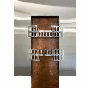 Rattana Salee, ‘Other Place’, 2021, stainless steel and copper, 74.5 x 122 x 8 cm. Image from La Lanta