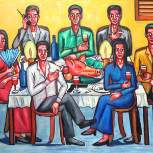 Pen Robit, ‘The Last Dinner’, 2020, oil on canvas 155x200cm. Photo courtesy RKFA and the artist.