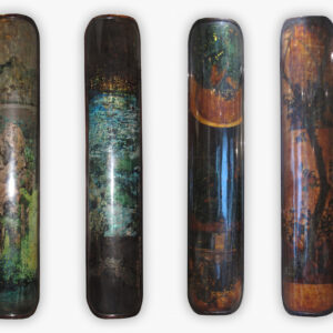 Phi Phi Oanh, 'Parallel Slogans', 2015, Son ta lacquer on Dau wood, 217 x 55 cm. Image from the artist's website