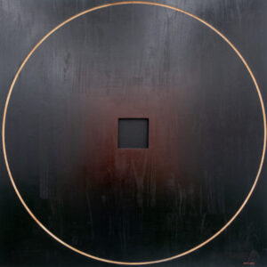 Po Po, 'Unknowable', 1988, oil on canvas and engraved wood, 91.3 x 92.2 x 5.4 cm. Image from Yavuz Gallery