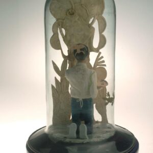 Roberto Feleo, 'Auto Retrato', 2008, mixed media acrylic on sawdust on wood carving, vitrine, 57.5 x 36 x 36 cm. Image from Roots