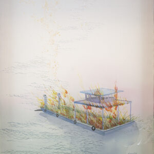 Thao Nguyen Phao, 'Dream of March and August', 2018, watercolours and pigment on natural silk, framed, dimensions variable. Image from the artist's website