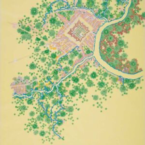 Tiffany Chung, 'Don Ca Tre (c.1698) in Le Brun's 1795 Urban Planning Map of Saigon, 2013, micro pigment ink gel ink and oil on vellum and paper, 110 x 70 cm. Image from Artsy