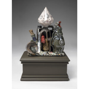 Umibaizurah Mahir Ismail, 'Still Life #3', 2022, ceramic and lacquer on wood plinth, 50 x 38 x 28 cm. Image from Artsy