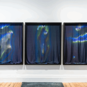 WeiXin Quek Chong, 'orchid breathing in deep blue mode 1 3.', 2021, print on silk, framed 150cm x 130 cm, edition of 3. Image courtesy of AI Gallery