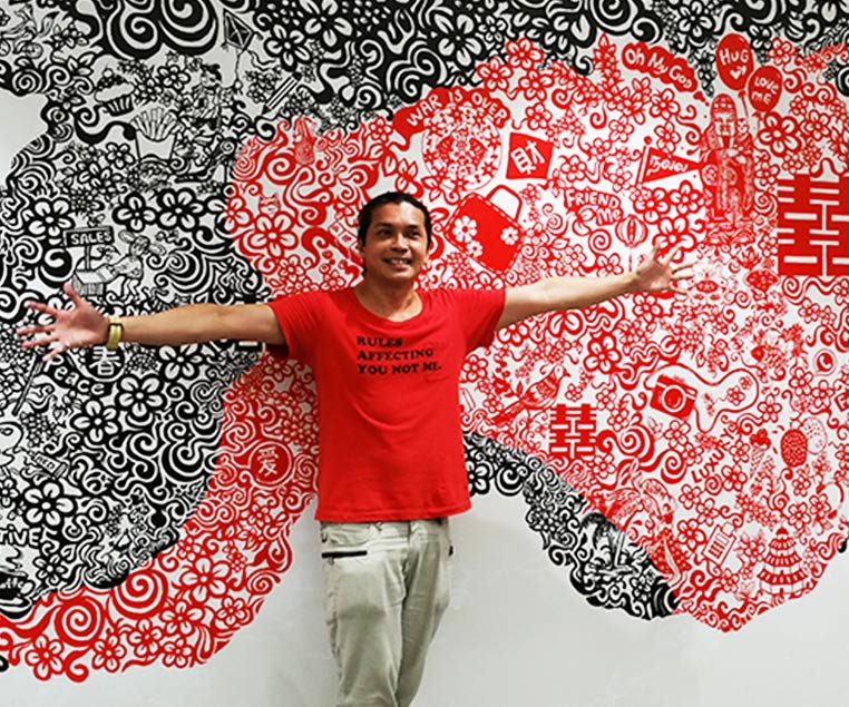 Justin Lee, commissioned mural painting, Singapore Facebook office, 2015. Image courtesy of the Artist.